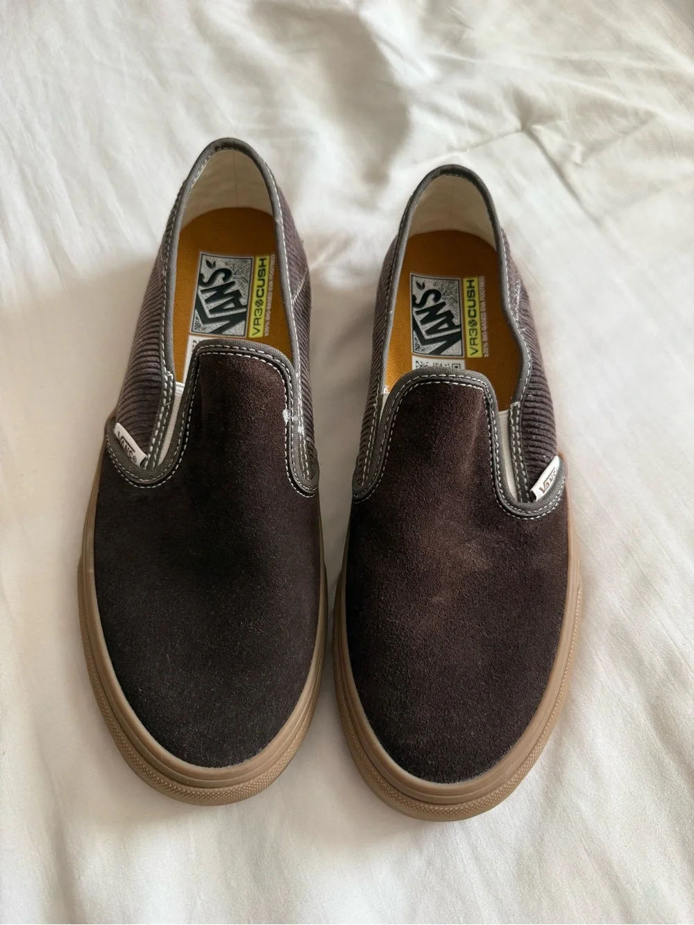Vans Brown Suede & Corduroy Slip-On Sneakers